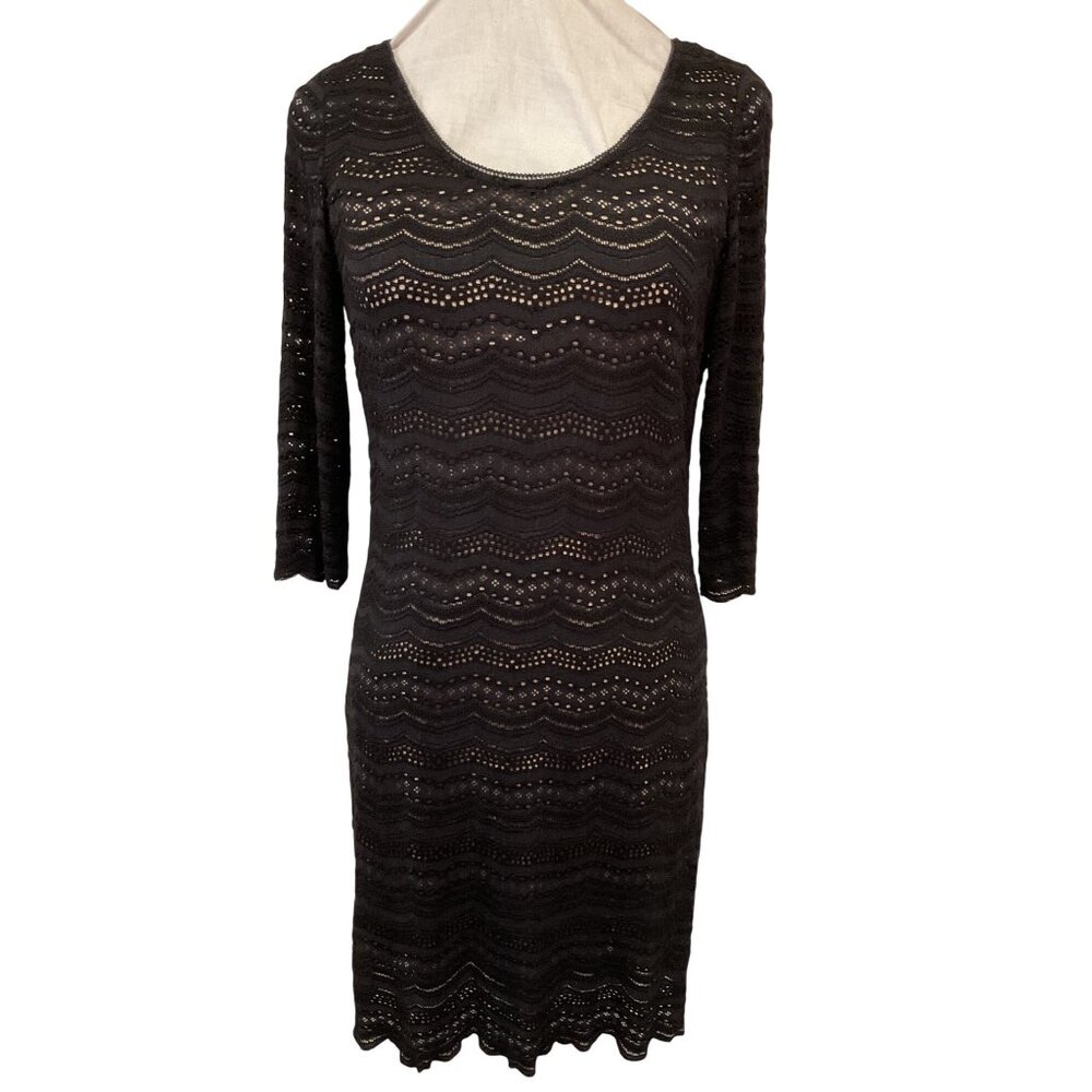 Black Crocheted Knit Open Back Dress W/ Ribbon Tie  Ralph Lauren Denim &Supply